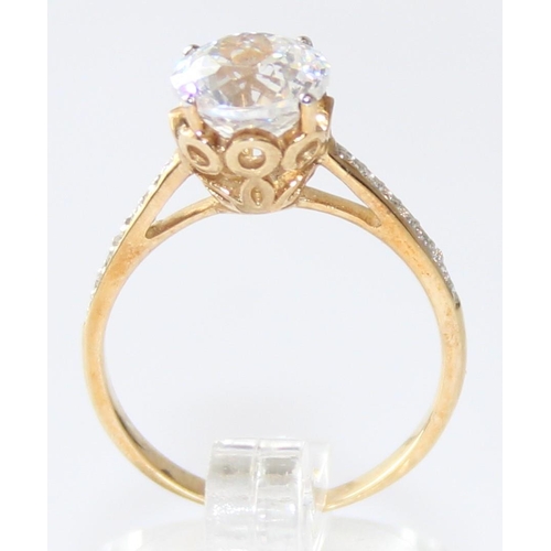 1135 - An impressive 9ct gold and white stone dress ring, marked 9k and XRF confirmed, approx size N, appro... 