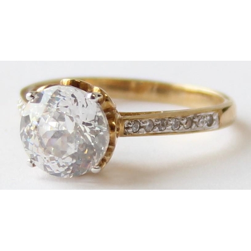 1135 - An impressive 9ct gold and white stone dress ring, marked 9k and XRF confirmed, approx size N, appro... 