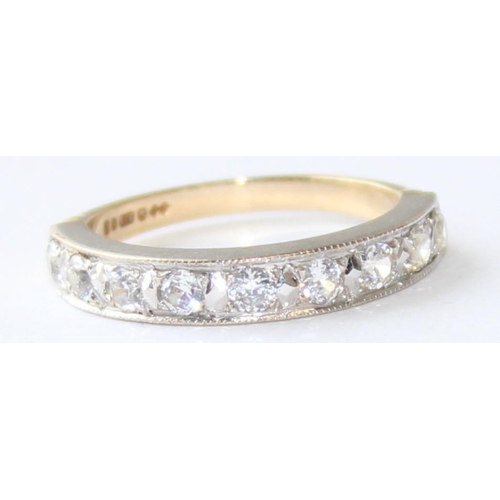 1136 - 9ct white and yellow gold half eternity ring set with white stones, marked and XRF confirmed, approx... 