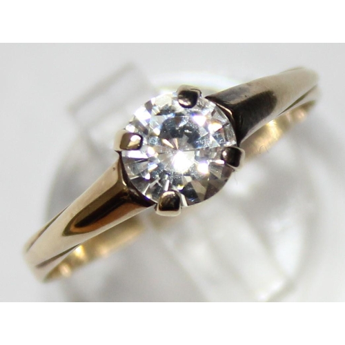 1137 - An unusual German 8ct (.333) gold ring set with solitaire white stone, approx size Q, approx 1.42g g... 