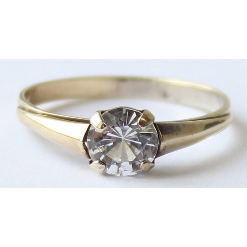 1137 - An unusual German 8ct (.333) gold ring set with solitaire white stone, approx size Q, approx 1.42g g... 