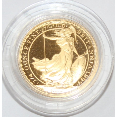 1210 - Gold Coins - 1999 Gold Proof 1/4 (quarter) ounce Britannia coin, Limited Edition of 1000, 8.513g tot... 