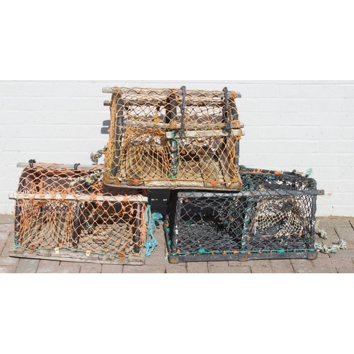 371 - 3 lobster/crab pots of various sizes, largest approx 72cmn W x 40cm D x 35cm H