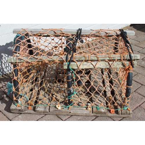 371 - 3 lobster/crab pots of various sizes, largest approx 72cmn W x 40cm D x 35cm H