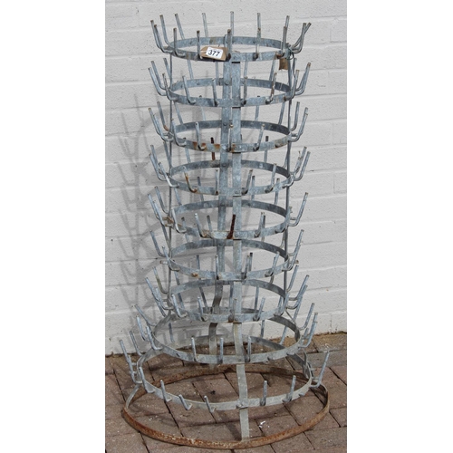 377 - Vintage galvanised bottle drier approx 55cm W x 106cm H