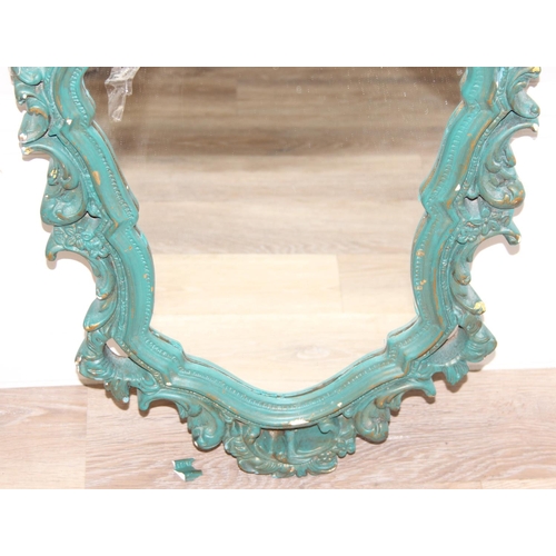 460F - 2 vintage mirrors with distressed ornate frames, largest approx 72 x 42cm