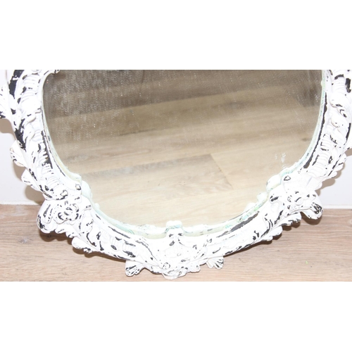 460F - 2 vintage mirrors with distressed ornate frames, largest approx 72 x 42cm