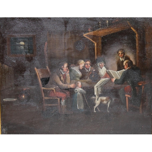 460A - Circle of Sir David Wilkie, R.A. (Scottish, 1785 - 1841): Original oil on japanned tin panel of a fa... 