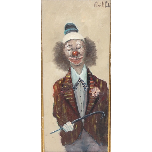 460C - Elio Vitali (Italian, XX): Original oil on canvas portrait of a holding a cane, signed top right, wi... 