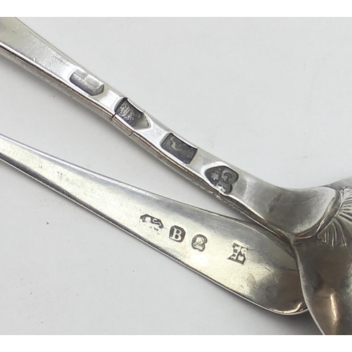 1027 - 5 assorted antique and later silver spoons to inc one marked for London 1737, a small George III per... 