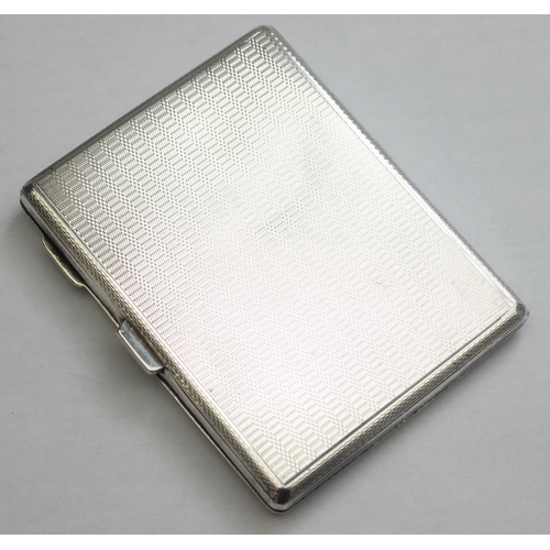 1068 - An Art Deco period cigarette case with engine turned engraving, Birmingham 1935 by Deykin & Harrison... 