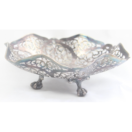 1089 - An antique style silver bonbon dish of pierced design, London 1973 by R Hodd & Son, approx 15cm wide... 