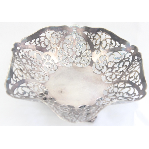 1089 - An antique style silver bonbon dish of pierced design, London 1973 by R Hodd & Son, approx 15cm wide... 