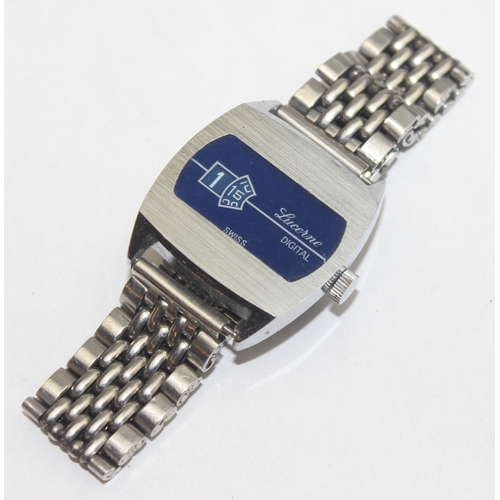 1318 - A vintage Lucerne Digital jump dial wristwatch with stainless steel strap and case