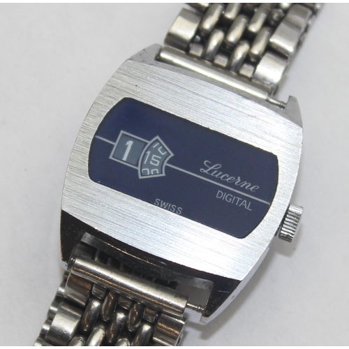 1318 - A vintage Lucerne Digital jump dial wristwatch with stainless steel strap and case