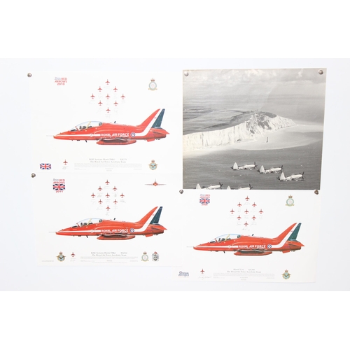 1403 - 3 RAF Red Arrows prints signed by the pilots, produced by Squadron Prints of Scotland, prints from 2... 