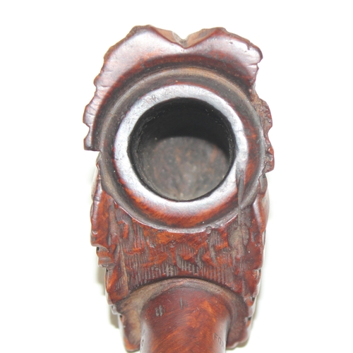 1686 - 3 vintage carved smoking pipes, one in case and a piece of carved bone in the form of a dragon (4)