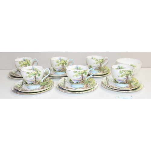 1805 - Shelley Woodland pattern 6 person tea sea comprising of 19 pieces, 6 tea cups (3 a/f), 6 saucers, 6 ... 