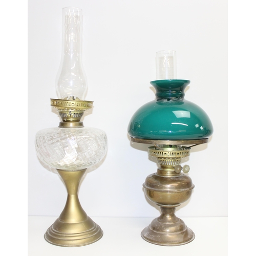 288 - Qty of assorted vintage oil lamps, shades and parts to inc a 19th century ruby glass lustre