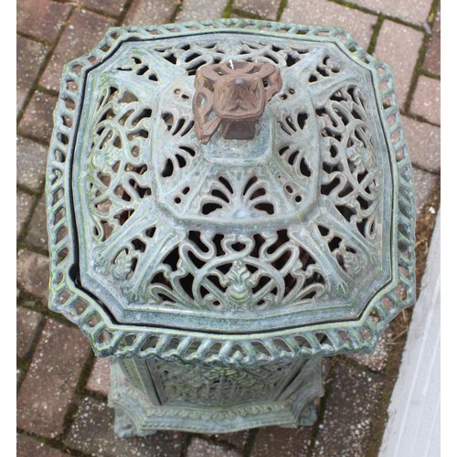 390 - An Art Nouveau period green enamel cast iron wood burning stove by Nestor Martin of Belgium, approx ... 