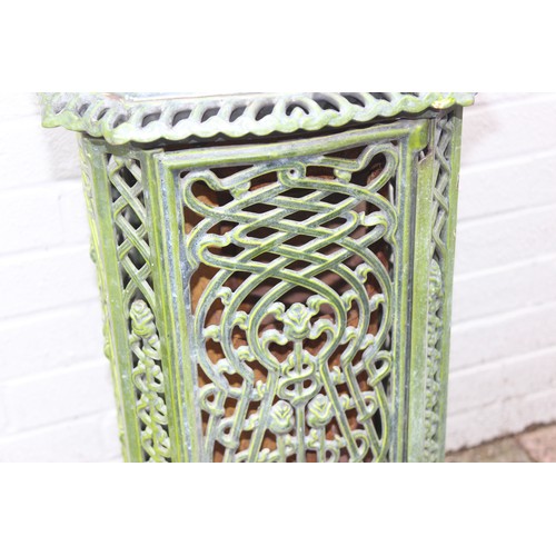 390 - An Art Nouveau period green enamel cast iron wood burning stove by Nestor Martin of Belgium, approx ... 