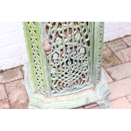 390 - An Art Nouveau period green enamel cast iron wood burning stove by Nestor Martin of Belgium, approx ... 