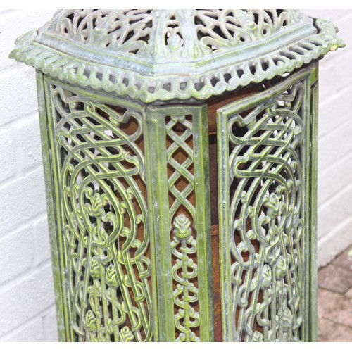 390 - An Art Nouveau period green enamel cast iron wood burning stove by Nestor Martin of Belgium, approx ... 