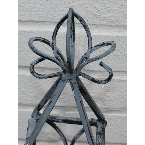 392 - Wrought iron garden obelisk, approx 21 x 21 118cm