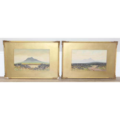 450X - Ben Graham (1886-1949): 2 original watercolour mountainous landscapes in glazed gilt frames, signed ... 