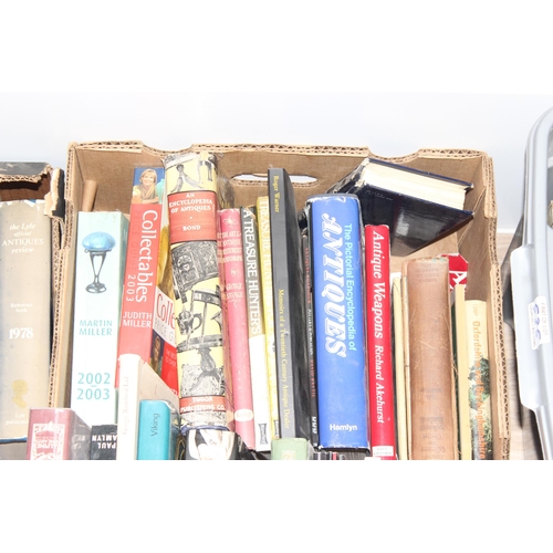 535 - Huge qty of reference books to incl Millers Guides, military, art, toys, silver etc (4 boxes)