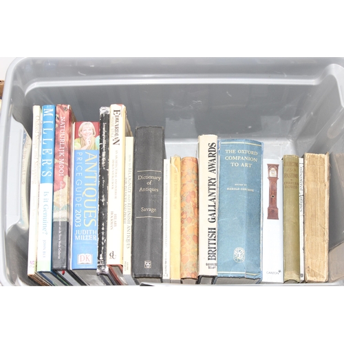 535 - Huge qty of reference books to incl Millers Guides, military, art, toys, silver etc (4 boxes)