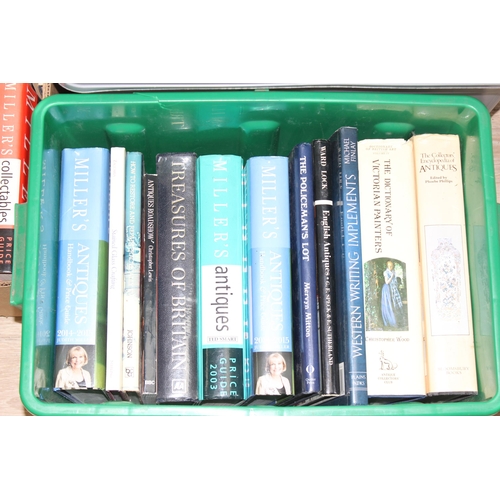 535 - Huge qty of reference books to incl Millers Guides, military, art, toys, silver etc (4 boxes)