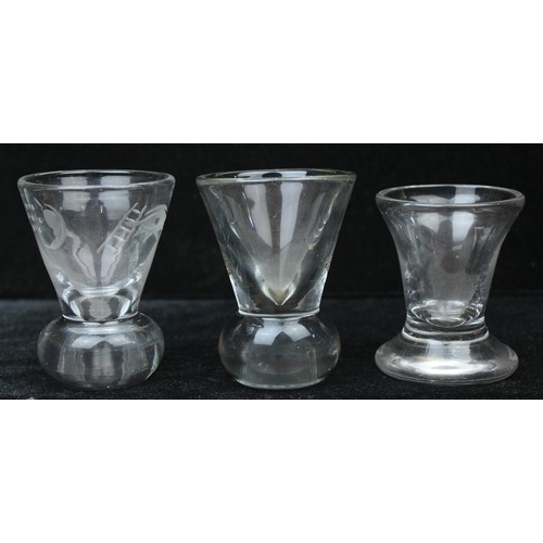 1600 - Collection of 6 Masonic antique firing glasses, to include an illusion glass with square & compass d... 