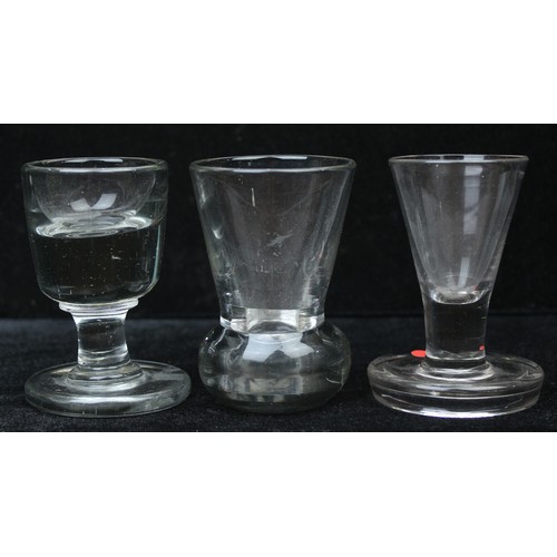 1600 - Collection of 6 Masonic antique firing glasses, to include an illusion glass with square & compass d... 