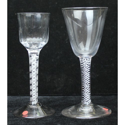 1603 - 2 18th century Georgian period drinking glasses to incl a wine glass with straight-sided round funne... 