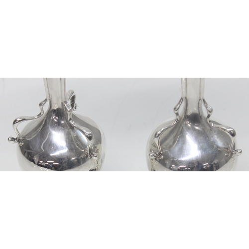 1042 - A pair of highly impressive Art Nouveau organic designed silver vases, marked for Sheffield 1907 & 1... 