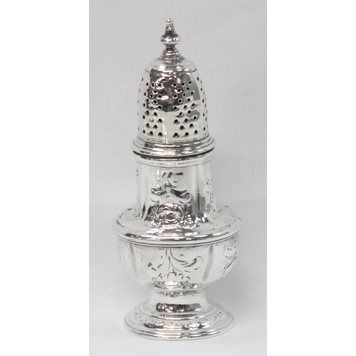 1063 - A mid-18th century silver pepper pot, makers mark only present for Samuel Wood (active 1740-1757), a... 