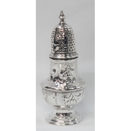 1063 - A mid-18th century silver pepper pot, makers mark only present for Samuel Wood (active 1740-1757), a... 