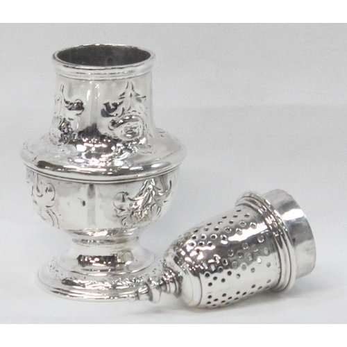 1063 - A mid-18th century silver pepper pot, makers mark only present for Samuel Wood (active 1740-1757), a... 