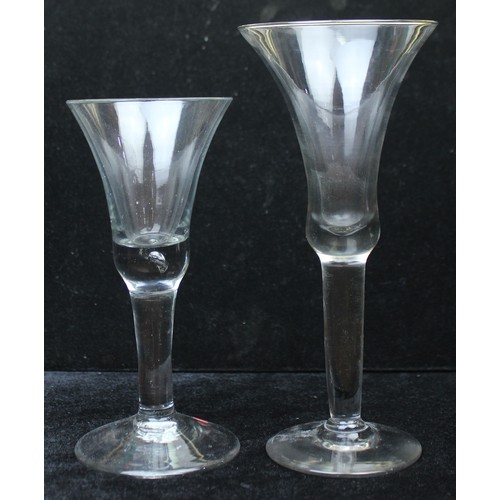 1606 - 2 18th century Georgian period drinking glasses to incl a heavy based drawn bowl with teardrop air b... 