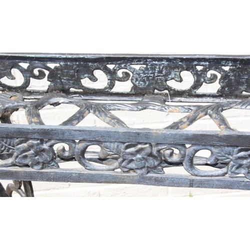 364 - Cast iron planter stand with floral designs approx 88cm W x 27cm D x 80cm H