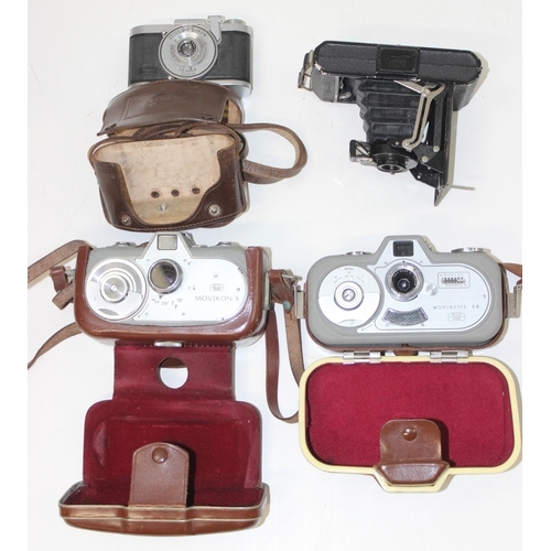 736 - 4 assorted Zeiss cameras to inc Derval 520/14, Ikon Tenax, Movinette 8B & Movikon 8, 3 with leather ... 