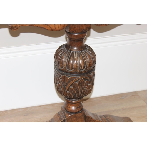 179 - Vintage heavily carved oak wall mounted console table with pedestal base, approx 137 x 41 x 74cm