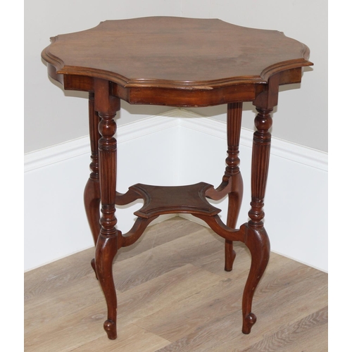 27 - Antique mahogany occasional table with shaped top, approx 68 x 68 x 73cm tall