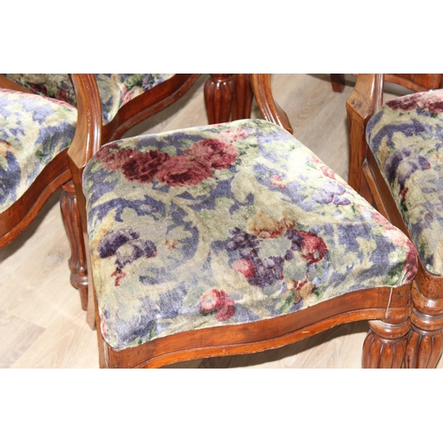 39 - Set of 6 19th century regency or William IV period mahogany balloon back chairs with brushed floral ... 