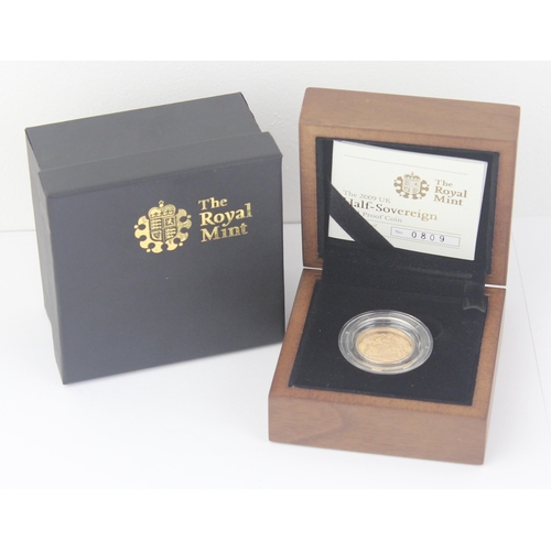 1201 - Gold Coins - Half Sovereign - 2009 Queen Elizabeth II gold proof coin, with original box and paperwo... 