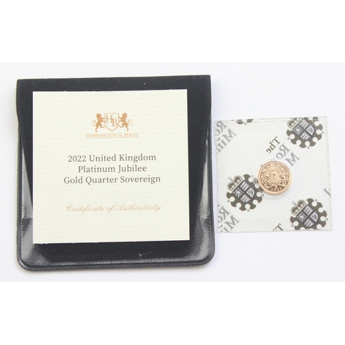 1206 - Gold Coins - Quarter Sovereign - 2022 Queen Elizabeth II Platinum Jubilee uncirculated gold coin, in... 