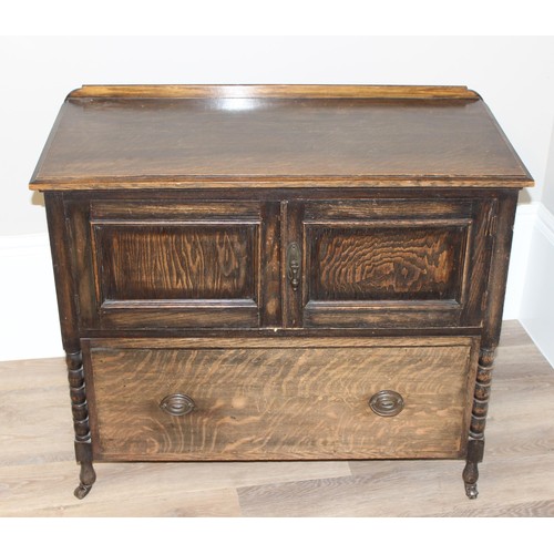 70 - A vintage sewing box table or stool with upholstered top and contents, an unusual early 20th century... 