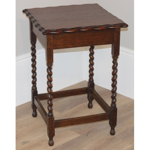 70 - A vintage sewing box table or stool with upholstered top and contents, an unusual early 20th century... 