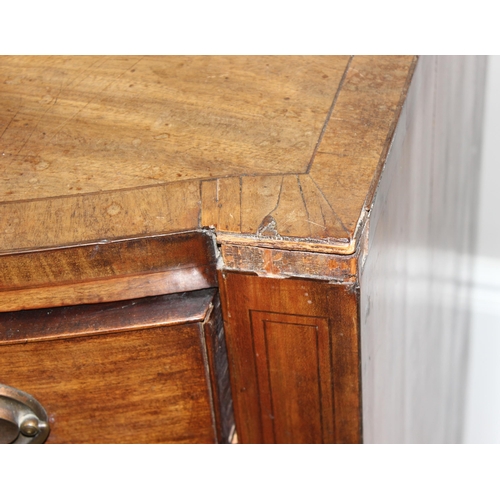 19 - An antique mahogany bow front 4 drawer chest of drawers, approx 96cm wide x 53cm deep x 91cm tall